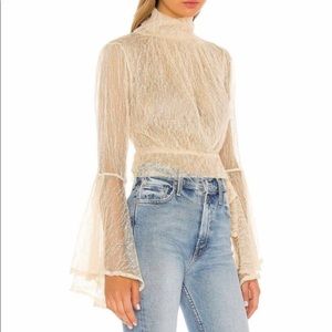 Free People Rule Breaker Top In Ivory Bell Sleeves (NEW).